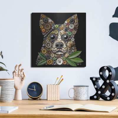  «Dog Collage» par Rey Klimt, art mural en métal, 12 po x 12 po
