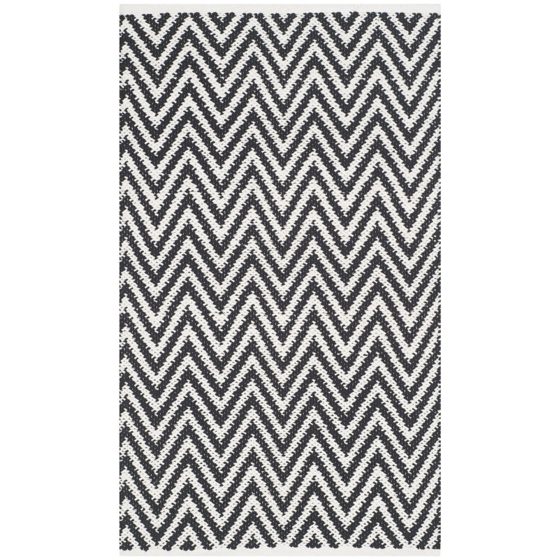 Haqeem Hand Woven Cotton Chevron Rug, Rectangle 3' x 5'