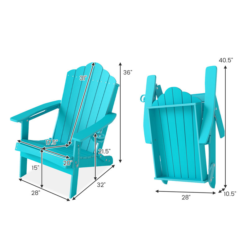 Chaise Adirondack pliante en plastique, Turquoise