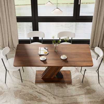 Multifunctional 70.87'' Dining Table Set, Extendable Pedestal Dining Set with Chairs