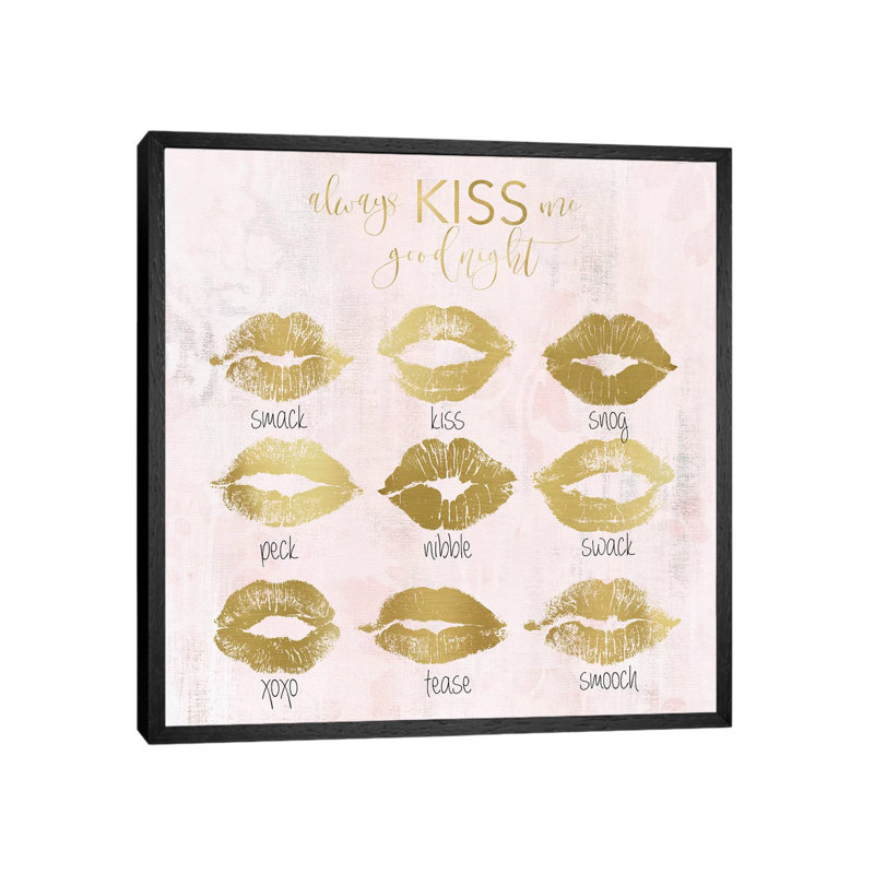 Always Kiss 1 Piece Wall Art on Canvas, 45.72 cm H x 45.72 cm W, Black Framed