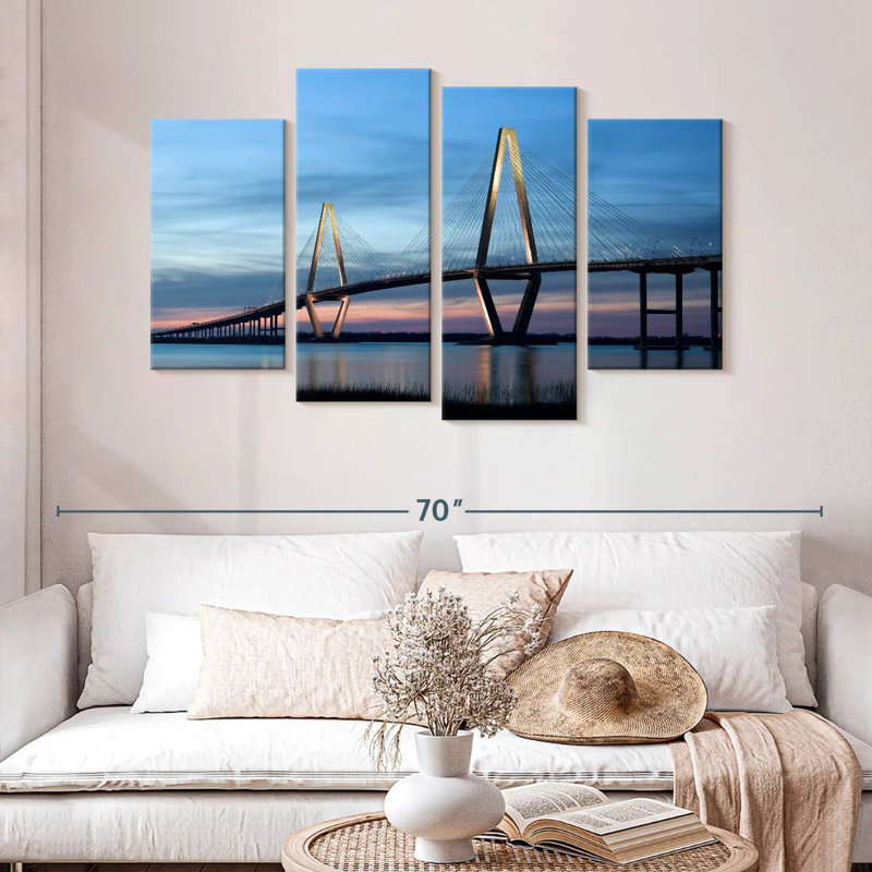 Lilie Ravenel Bridge à l'aube, H 32 po x l 52 po