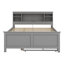 Lit double en bois avec tête de lit avec rangement, port USB, lit gigogne et 3 tiroirs-1751094570