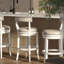 Tabouret de bar 31 po Pasha, bois blanc avec siège et dossier en similicuir gris