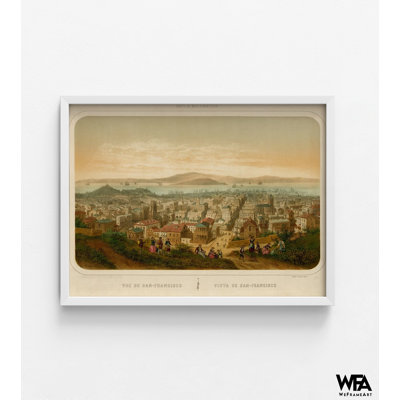 Vue de San Francisco Seaports of America 1860, San Francisco Wall Decor, impression de photo de la ville de Californie, encadrée ancienne CA State Decor