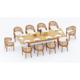 11 Pcs Grade-A Teak Wood Dining Set: 122" Caranas Double Extension Rectangle Table And 10 Lenong Arm Chairs #11LN2910