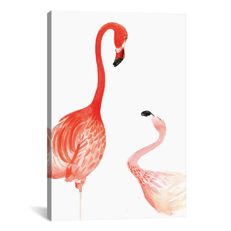 « flamant rose family », impression, Toile, H 12 po x l 8 po x P 0,75 po