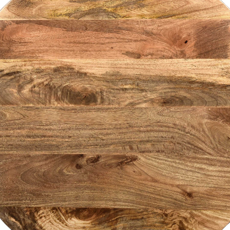 Rustic Mango Wood 35.5" Round Outdoor Drum Coffee Table in Dark Brown
