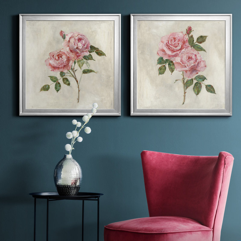 Botanical Beauties I - 2 pièces, reproduction d'art sur toile, H 22,5 po x l 45 po x P 1,5 po, Argent