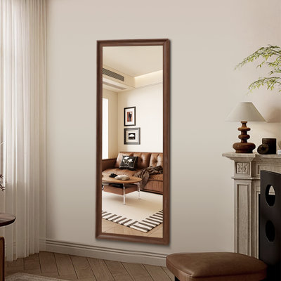 Rustic Full Length Mirror – Wall Mounted or Freestanding, Shatter-Resistant Wooden Frame for Bedroom & Entryway