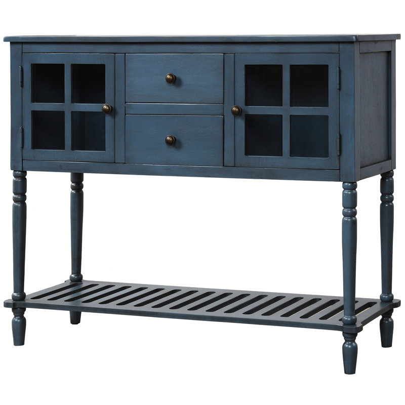 Barkell Sideboard,Buffet table,Dining cabinet,Office credenza with Bottom Shelf and 2 Drawer, Blue Grey