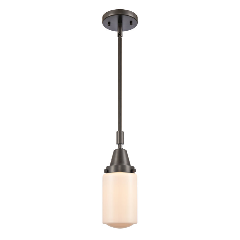 Luminaire suspendu cylindrique à 1 lumière Saroyan, Blanc mat, Bronze huilé, DEL