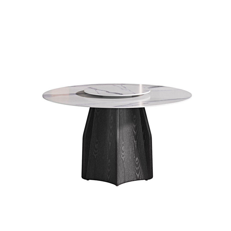Round Dining Table With Pedestal Base, Kitchen Dining Table With Rotatable Disk