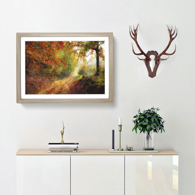 Autumn Forest - Picture Frame Painting Print, 45cm H x 63cm W x 2cm D, Oak Framed