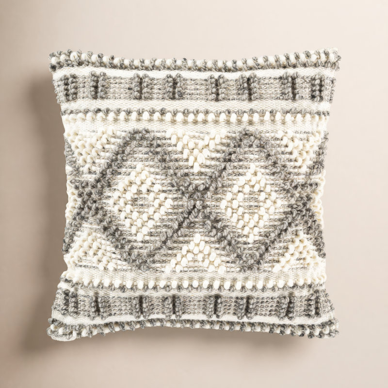 Reni Geometric Cotton Reversible Throw Pillow, 18" x 18", Down