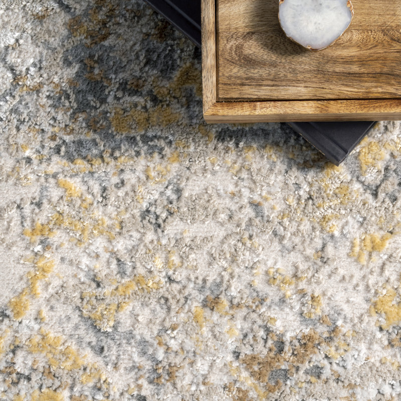 Fusco Vintage Faded Power Loom Yellow Rug, Round 8'