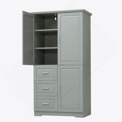 Storage Cabinet With Doors And Three Drawers For Bathroom