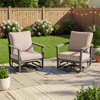 Fauteuils à bascule pivotants en aluminium pour 2 personnes avec coussins