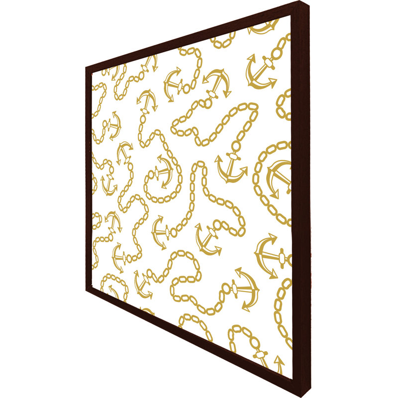 Manito Anchor & Chains - Single Picture Frame Print, 51cm H x 51cm W x 4cm D, Brown Framed