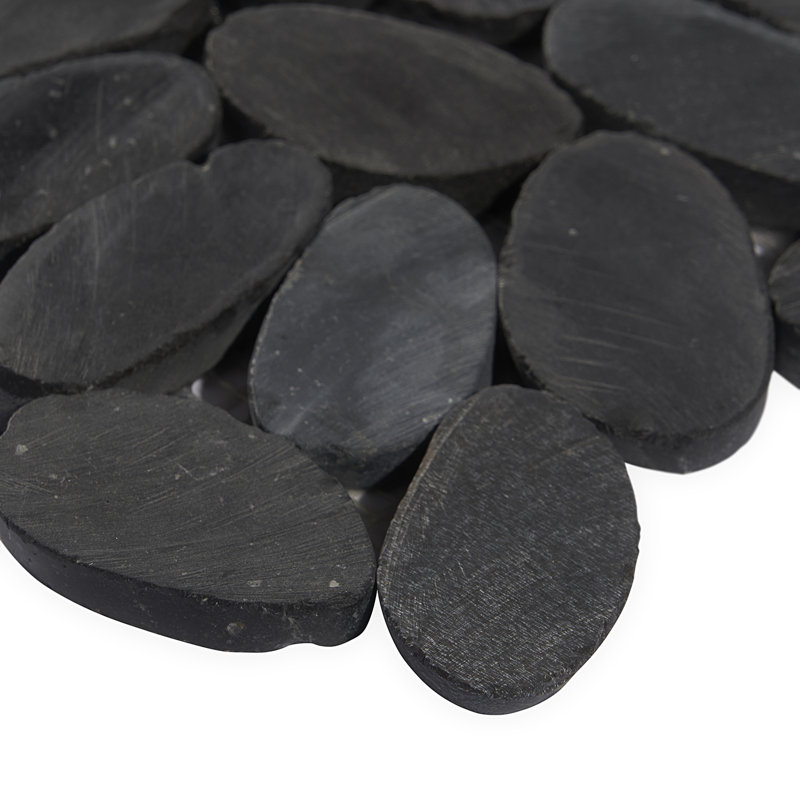 Carrelage de sol et de mur en pierre naturelle 11,81 po x 11,81 po, Noir