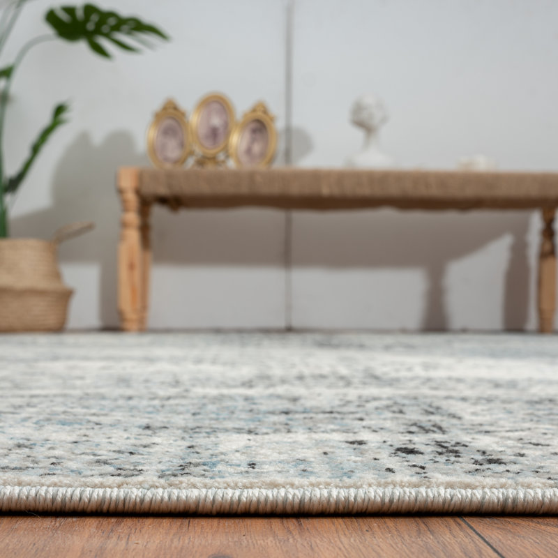 Abstract Area Rug in Grey, Runner 2'6" x 8'