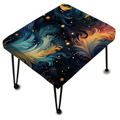 Tourbillon rectangulaire bleu sarcelle et orange Ikat