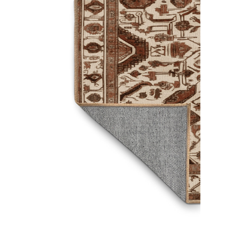 Tapis brun lavable à la machine, Rond 7 pi