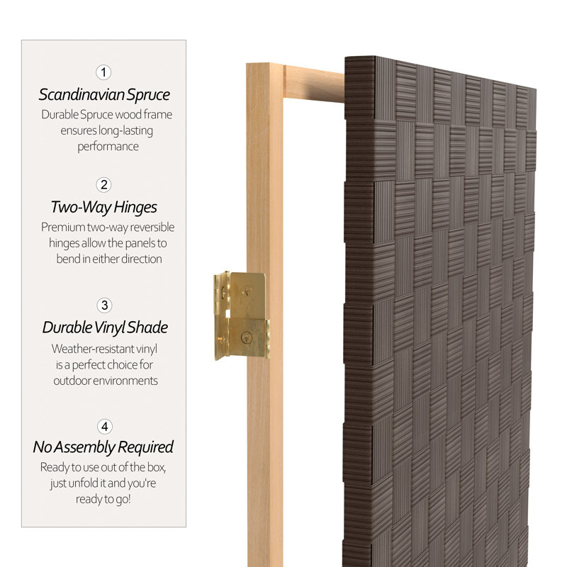 Outdoor Folding Screen, White, 47" H, 6