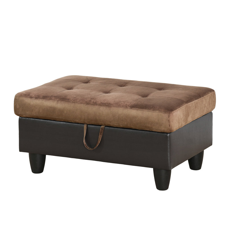Repose-pieds en cuir Kayda, Similicuir brun