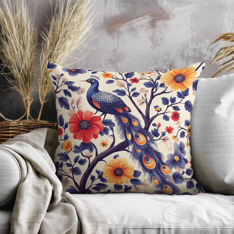 Coussin Vibrant Vista, Carré 20 po, Bleu / Rouge / Jaune