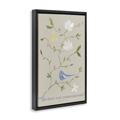 Floral Be Kind & Compassionate Floating Frame, design by Lucille Price
