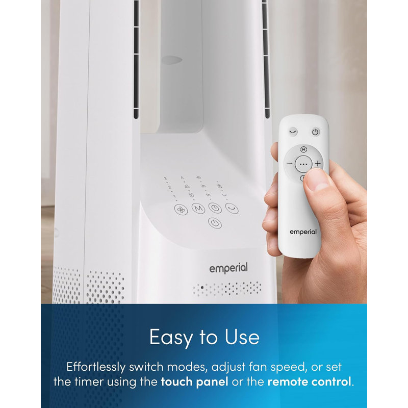 Emperial 40" Bladeless Tower Fan - Powerful Airflow, 5 Operating Modes, 6 Speeds & 60 Degree Oscillation with Remote Control