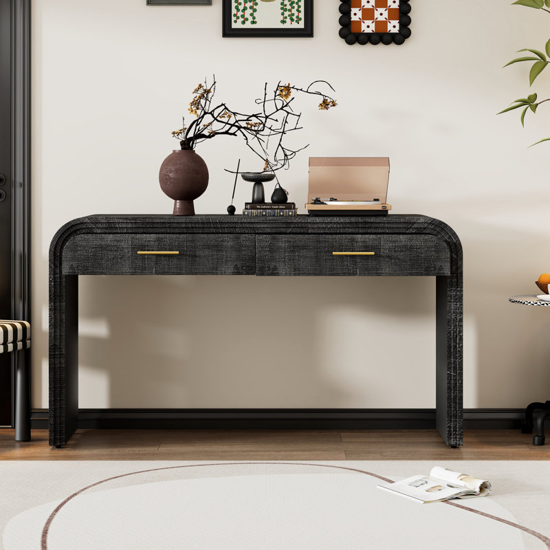Retro Console Table With Hidden Drawers And Functionality, Antique Black