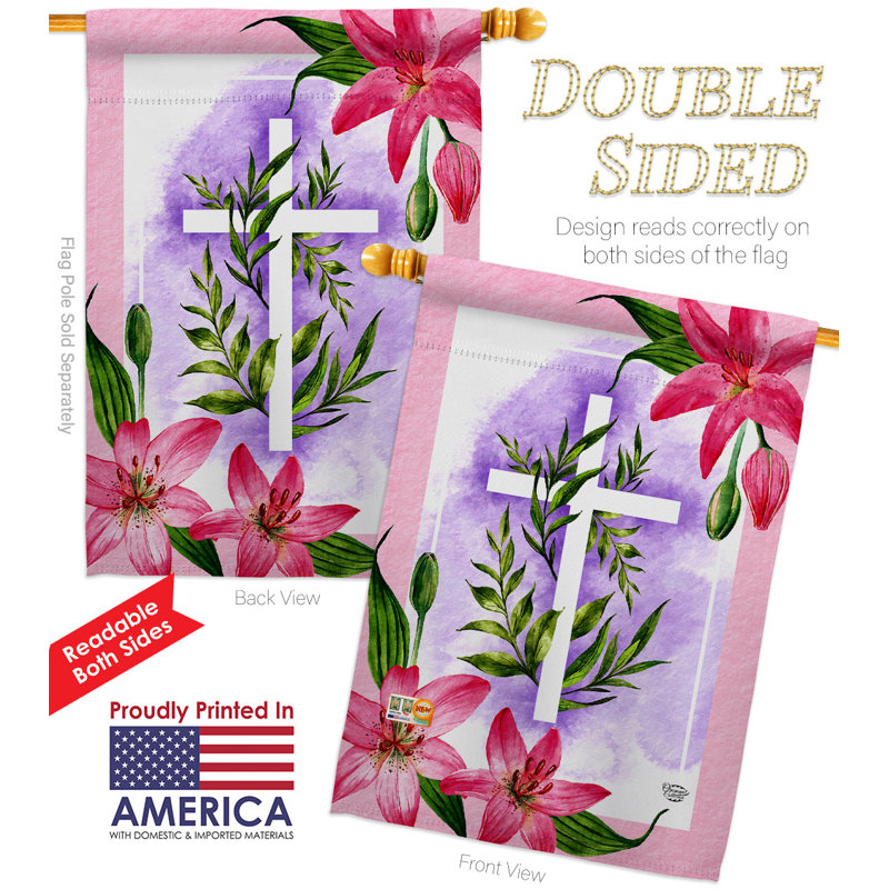 Drapeau de maison 40 x 28 po Lilies Cross