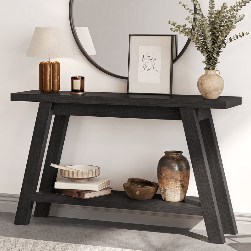Rustic 54" Console table,Narrow Entryway Table, Black