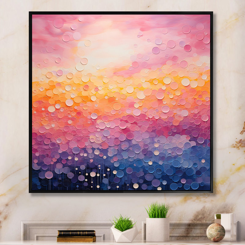 Blushing Horizon I - Abstract Landscape Canvas Print, Cadre flottant noir, H 24 po x l 24 po x P 1 po