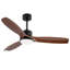 Ventilateur de plafond en bois 52 po avec lumières avec télécommande, ventilateur à 3 pales silencieux pour moteur de patio, salon, chambre à coucher, bureau, intérieur extérieur (noir + noyer foncé)