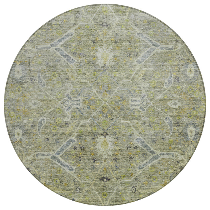Machine Washable Indoor/Outdoor Matteson ACN2298 Global Rug, Round 8'