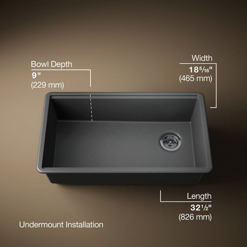Billings 32-1/2 In. Undermount Single-Bowl Kitchen Sink, Black
