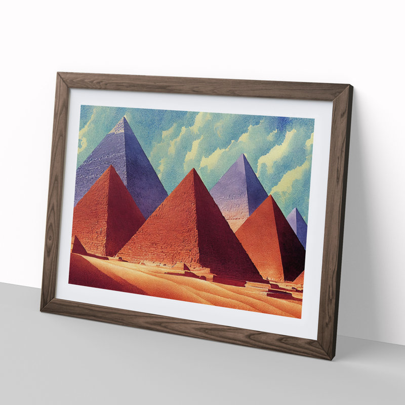 XH1022-7249X Pyramids In The Desert Vol.2 - Single Picture Frame Print, 46cm H x 64cm W, Walnut
