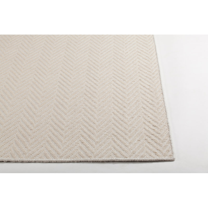 Tapis zone beige à chevrons fait main dhurrie Schram, Rectangle 5 pi x 7 pi 6 po