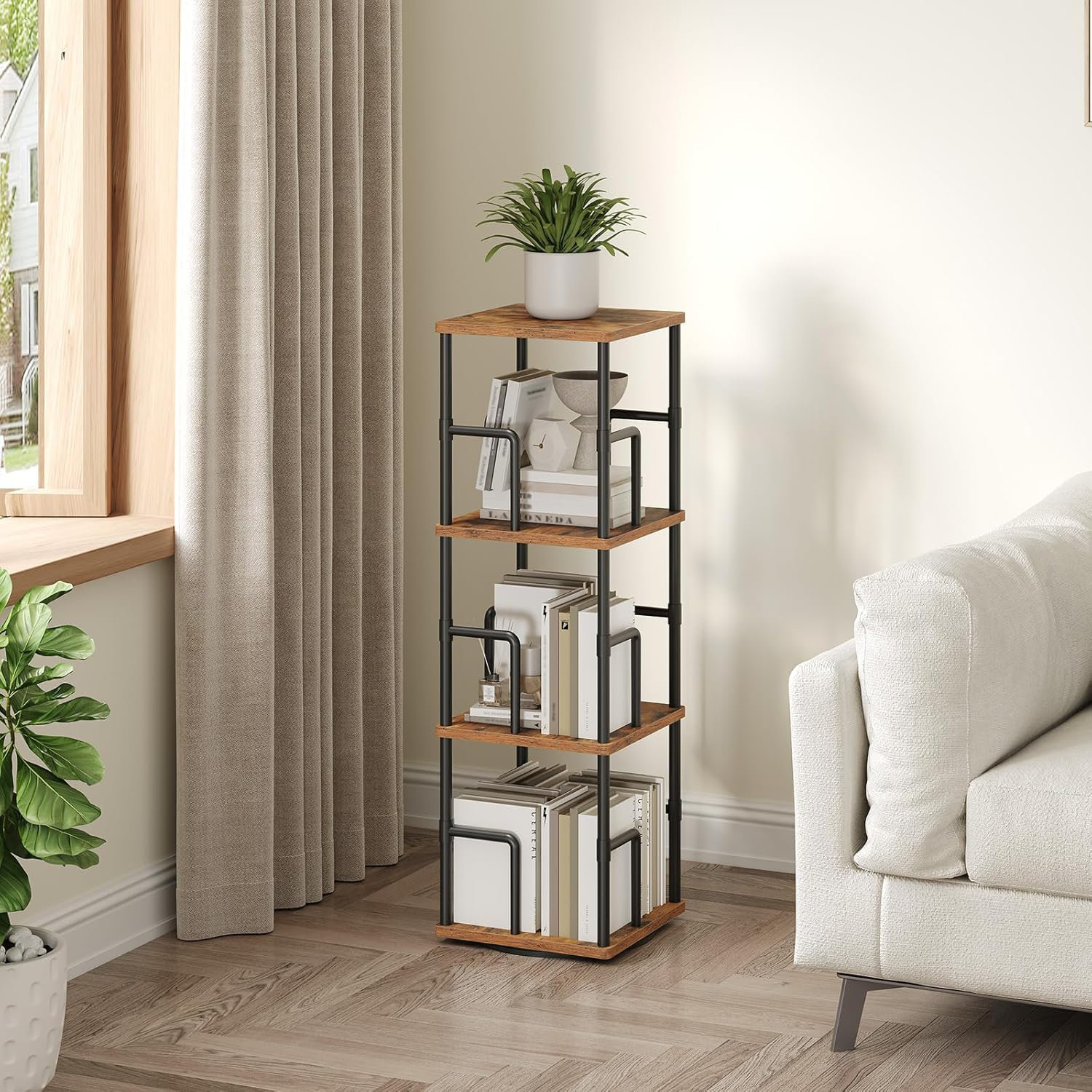 17 Stories 3-Tier Rotating Bookshelf With 360° Spinning Base ...