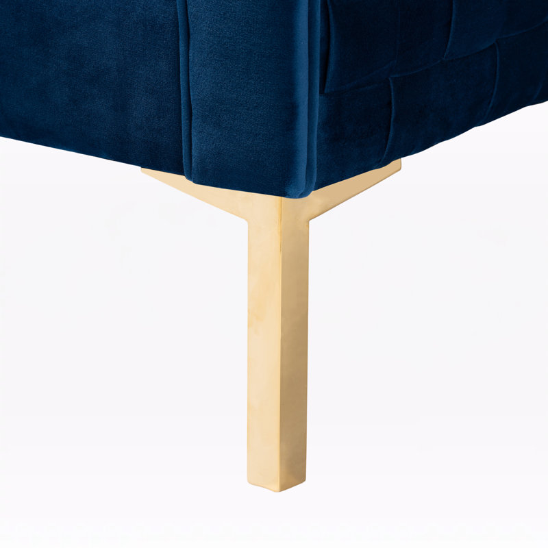 Kova Velvet Armchair, Navy Blue