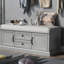 Banc de rangement avec 2 tiroirs et 2 armoires, banc à chaussures avec coussin amovible pour le salon, vestibule (gris délavé)-1617274656