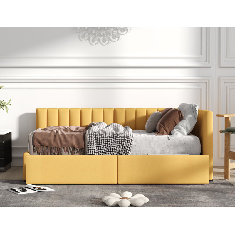 Sofa Bed Frame No Box Spring Needed, Yellow