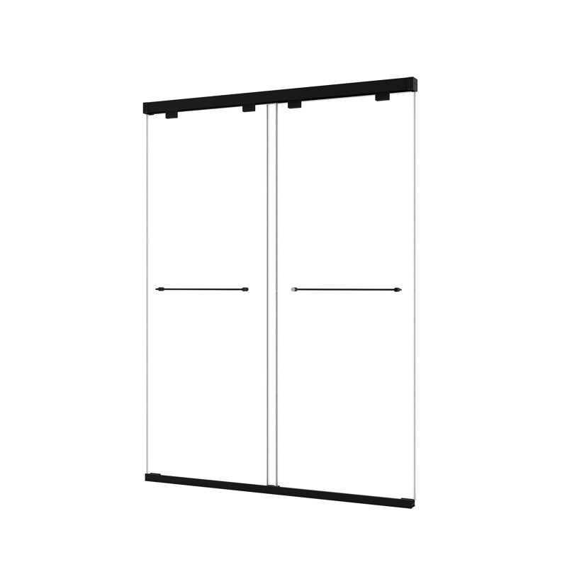 Porte de douche coulissante double sans cadre North American avec fonction de fermeture douce réglable en verre trempé de 8 mm et nettoyage facile