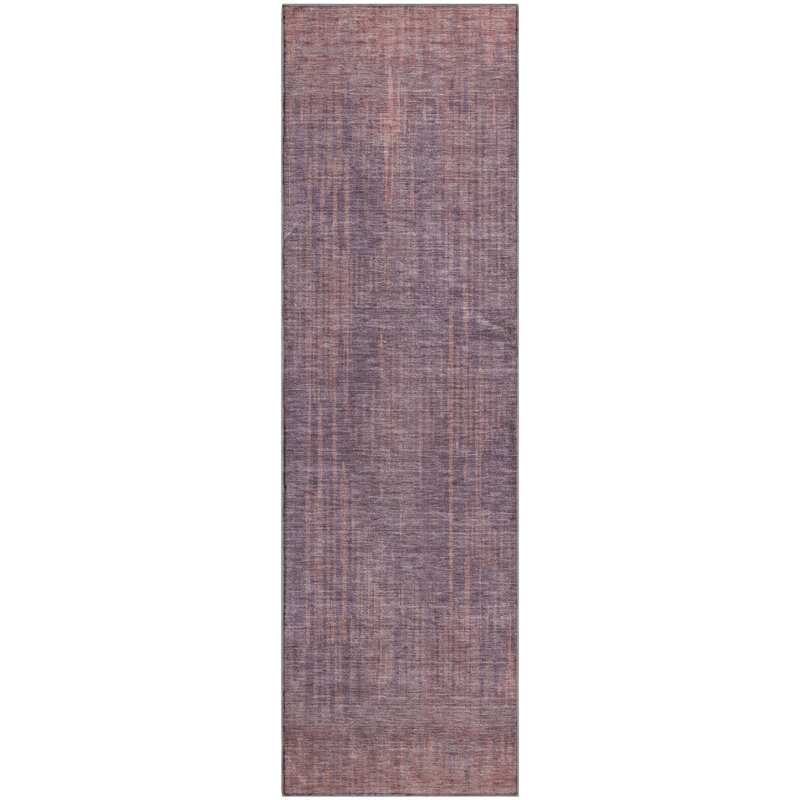Tapis mauve Prisco lavable à la machine de qualité supérieure, Tapis de couloir 2 pi 3 po x 7 pi 6 po