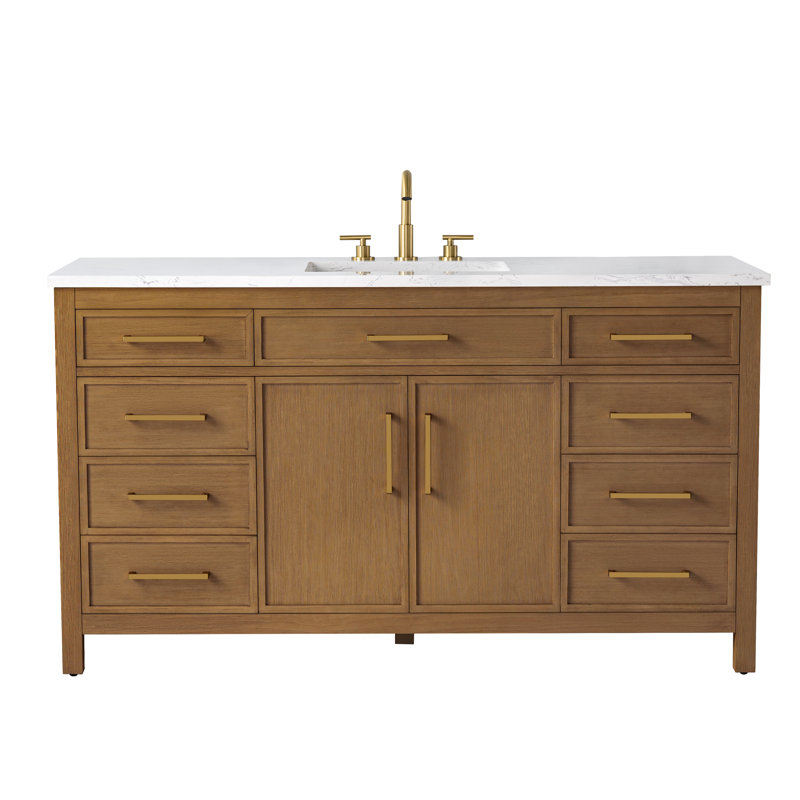 Reajean 60" Single Vanity, Caramel/Brushed Bronze
