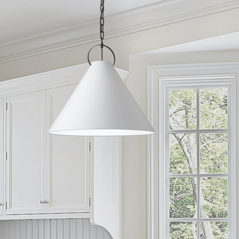 Luminaire suspendu incandescent 1 lumière Princeton, Noir mat, Blanc, H 19,5 po x l 24 po x P 24 po