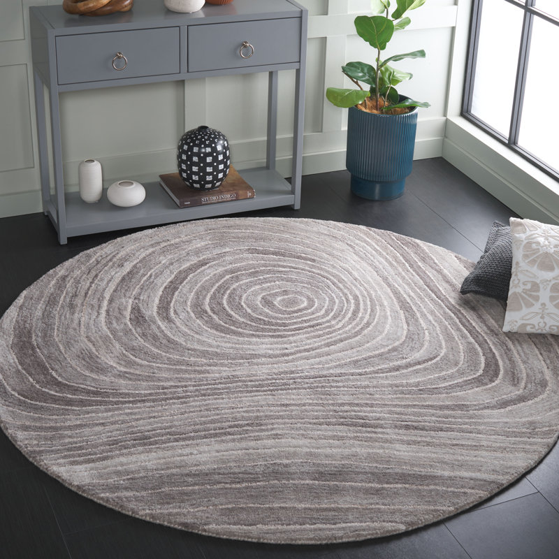 Jeaneen Hand Tufted Performance Abstract Rug, Round 6'